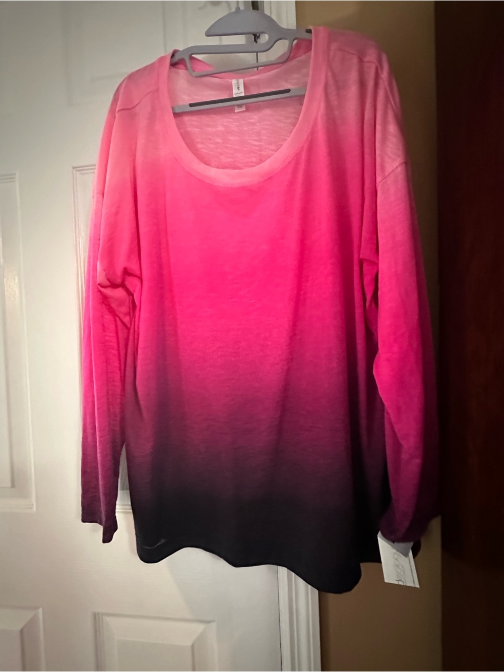 Ideology Ombre Pink to Black Long Sleeve Tee